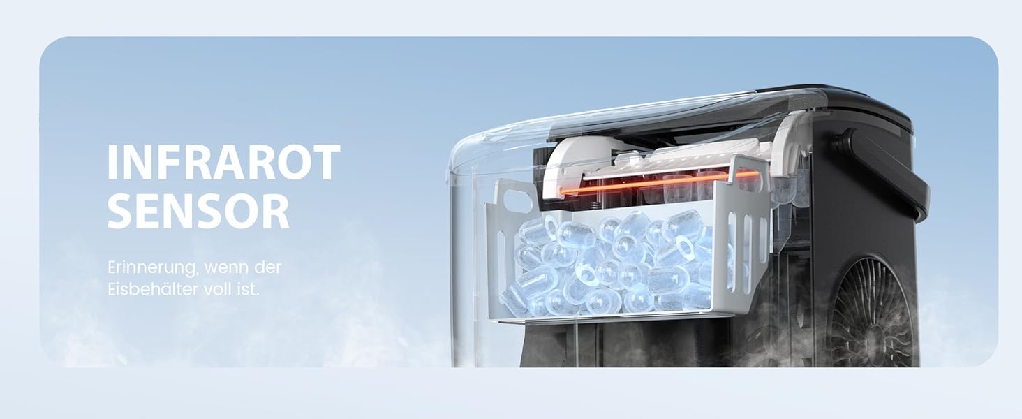 Льодогенератор EASYERA портативний, 12 кг/24 год, швидке виробництво льоду (6 хв), 2 розміри кубиків, самоочищення, для дому, офісу, бару, вечірок - чорний