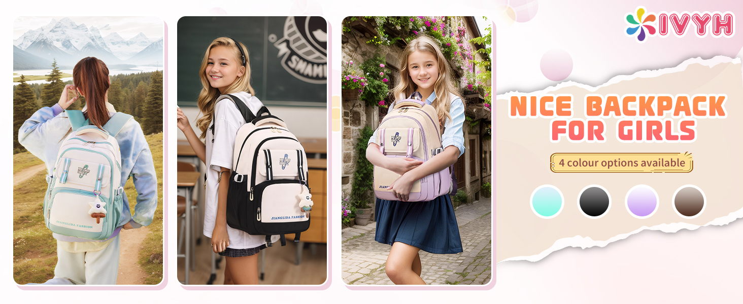 Дитячий рюкзак IvyH для дівчаток - стильний шкільний рюкзак, водонепроникний, великий, для 3-6 класів, фіолетовий