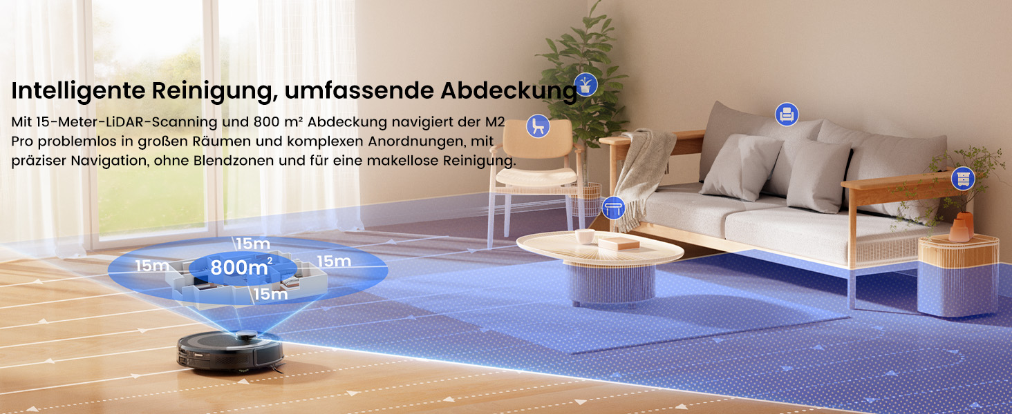 Робот-пилосос LEFANT M1 Pro: з картографією, функцією миття, 5500Pa, для тварин, керування через додаток/Alexa, білий/чорний