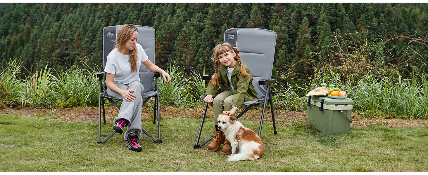 Набір кемпінгових стільців Timber Ridge (2 шт) складані, з високою спинкою, регульовані (3 положення), вантажність 160 кг, сірі