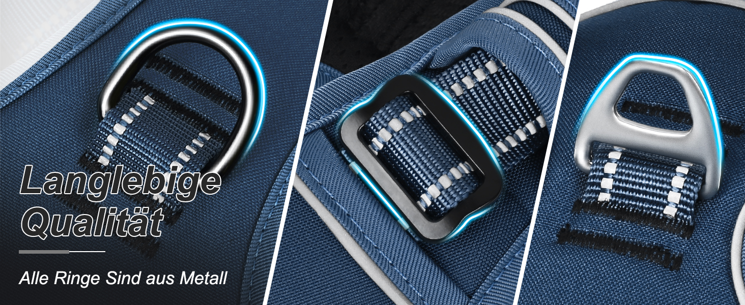 Шлейка для собак HEELE з розподілом навантаження, світловідбиваюча, з м'якою ручкою, контроль, 2 металеві кільця, для собак маленьких, середніх та великих порід, Aree, Зелена, C-Aree Grün (L, Uni-Königsblau)