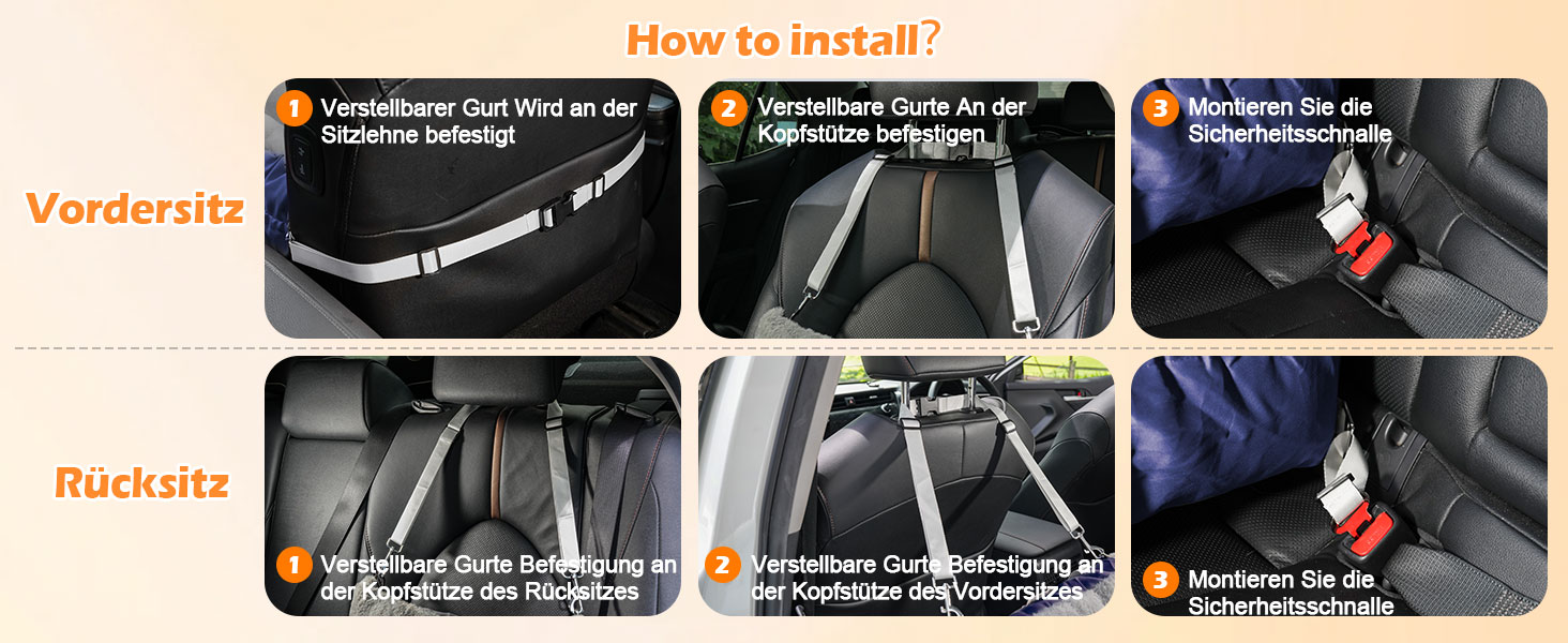 Автокрісло для собак 3-в-1 – переносна ліжко для маленьких собак, з розкладною поверхнею, м'яким матрацом, для переднього або заднього сидіння, внутрішнє та зовнішнє використання (04-Blau)