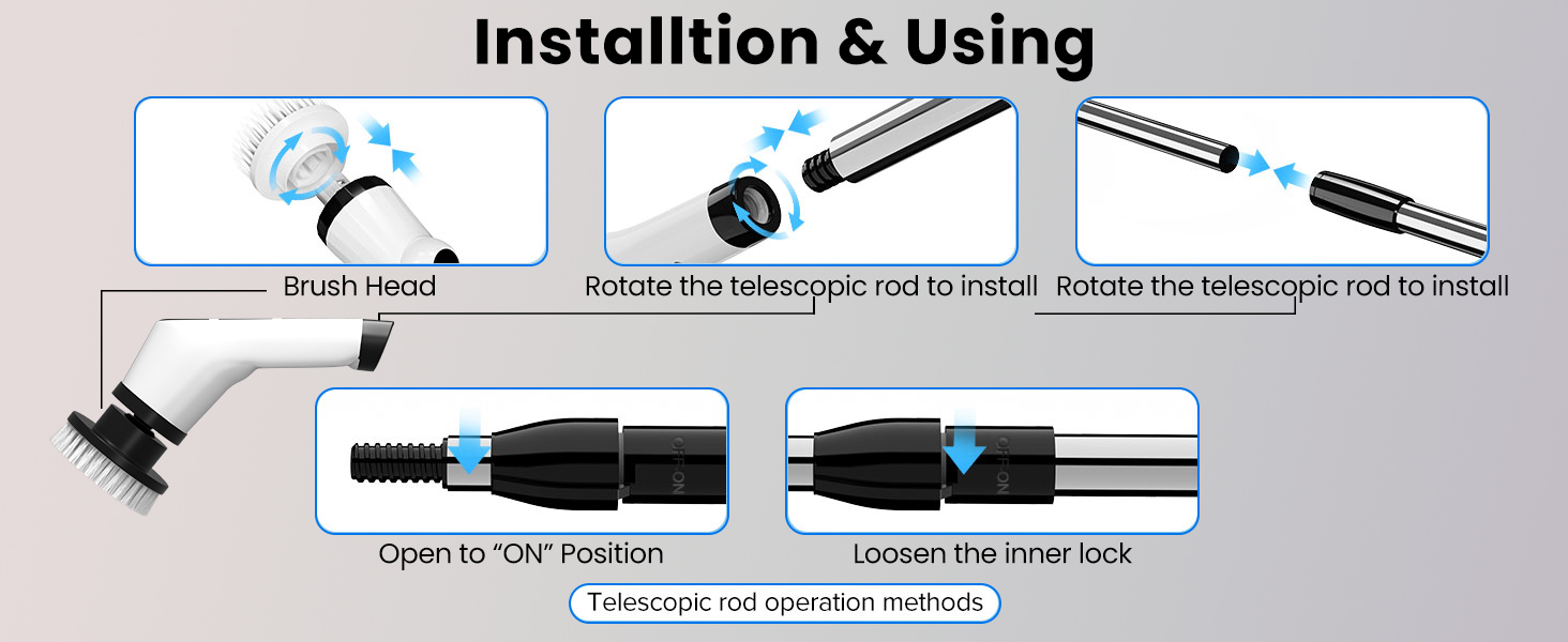 Електрична щітка для чищення швів та поверхонь, 10 насадок, регульована ручка, для ванної, кухні, авто, підлоги