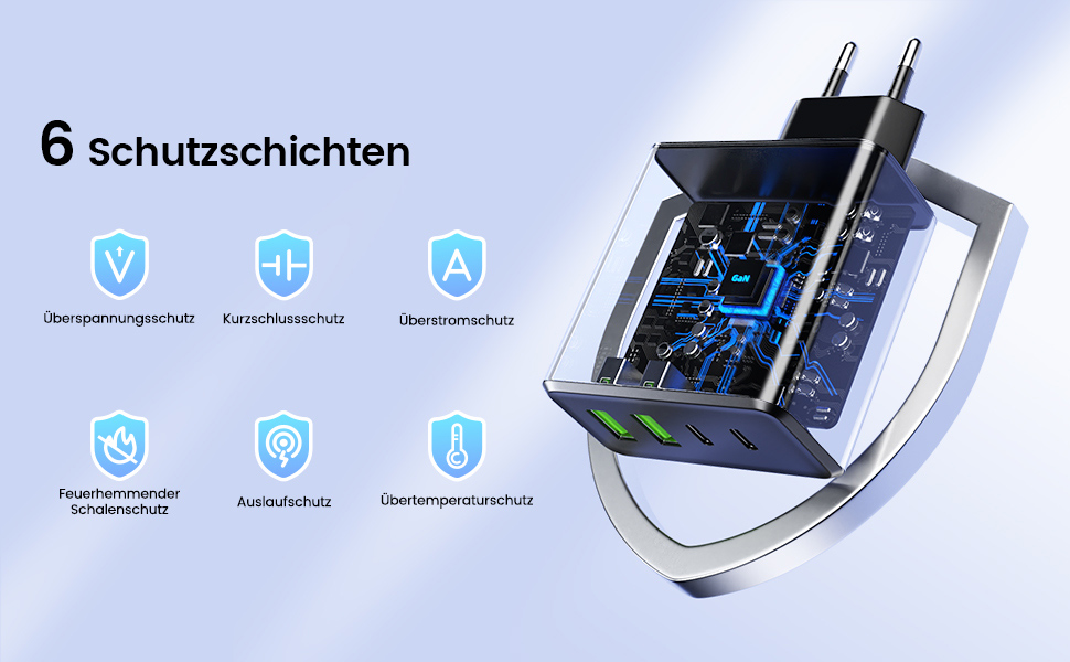 Мережевий зарядний пристрій USB C, 2 шт. 80W, 4 порти USB, швидка зарядка, адаптер для смартфонів, iPad, навушників, чорний
