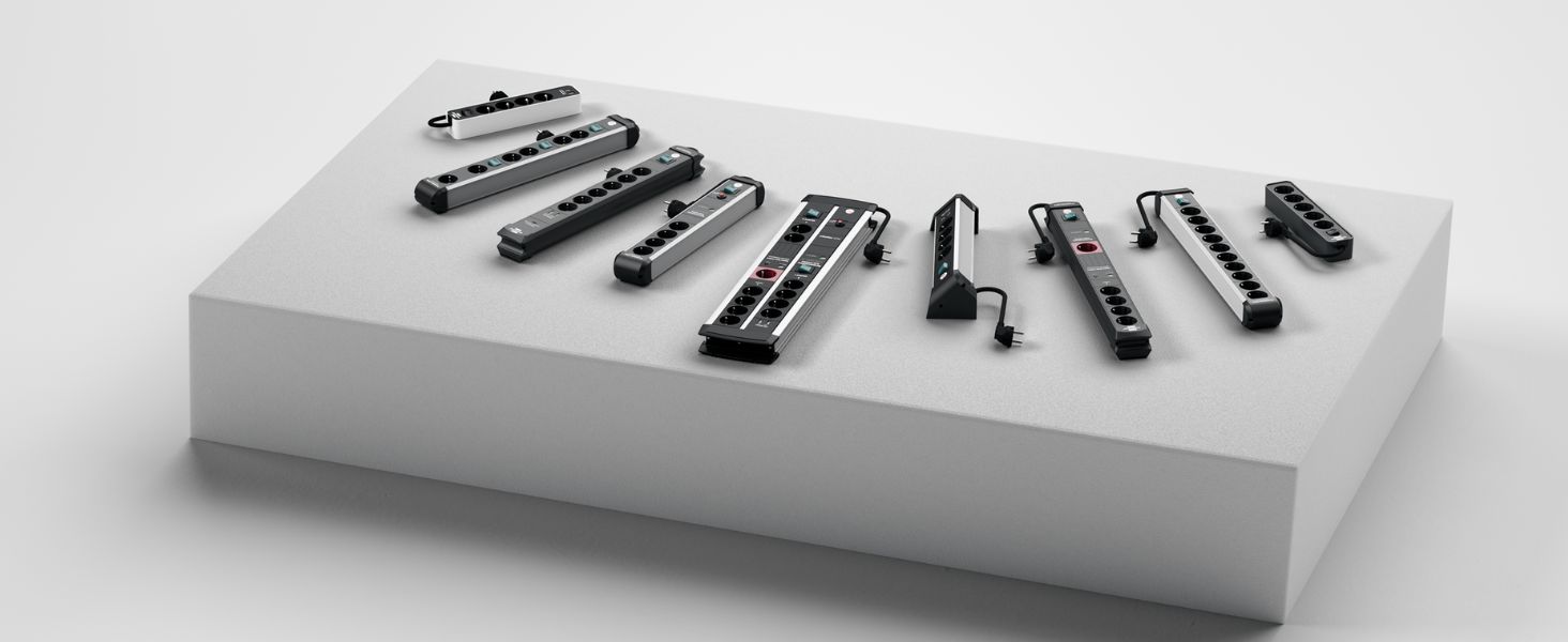 Смуга розеток Brennenstuhl Bremounta з USB та вимикачем, настінна, біла, 6 розеток, 2м та 3м кабель