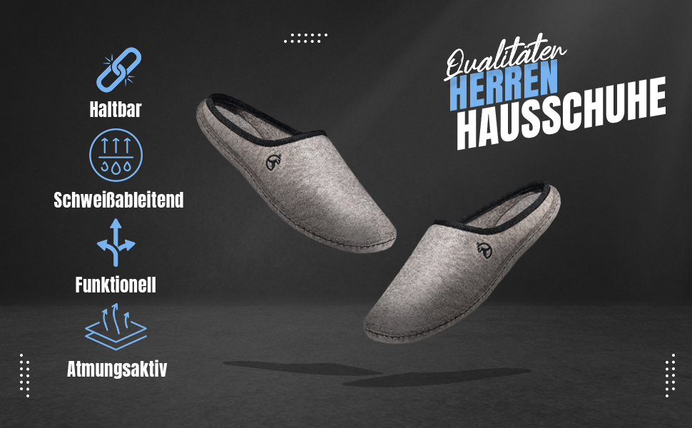 Чоловічі фетрові тапочки ESTRO - теплі зимові халапи для дому, широка модель, сірий колір, розмір 45 EU