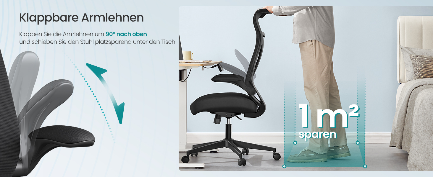 Офісний стіл SONGMICS, ергономічне крісло з регулюванням висоти та підголівником, до 150 кг, чорний OBN088B01