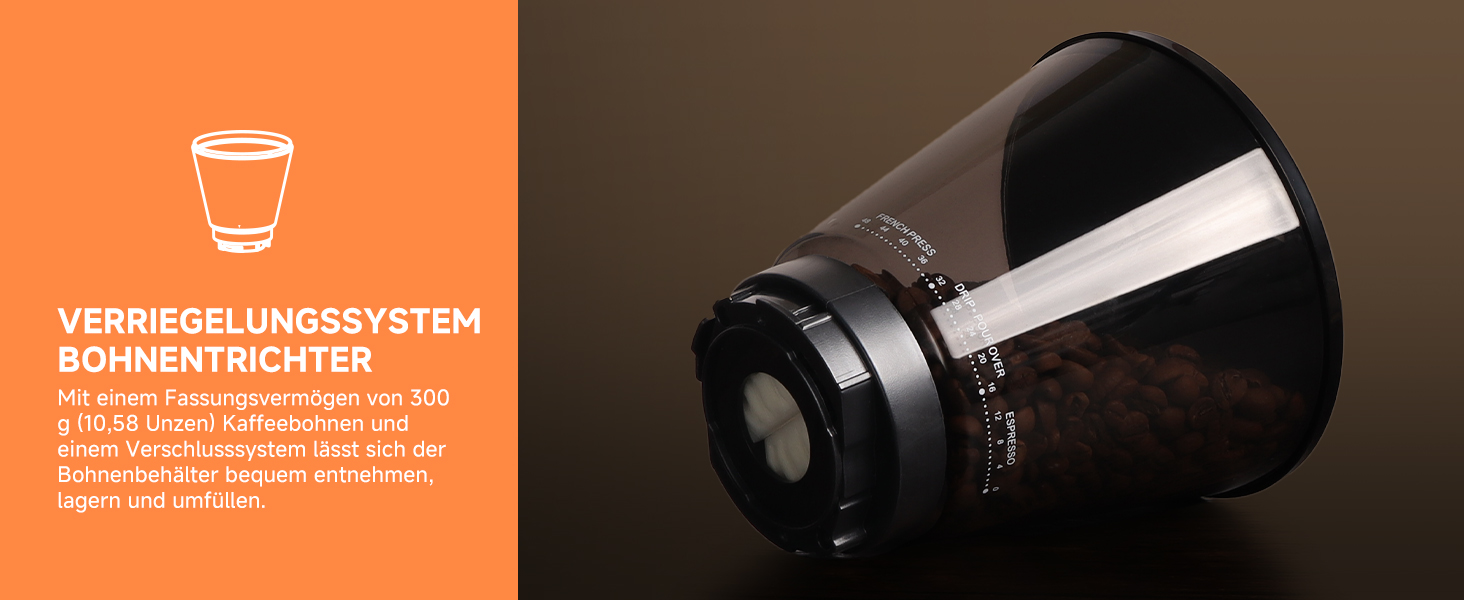 Електрична кавомолка Biolomix для еспресо з регулюванням помелу та контейнером для портафільтра (CG210-2)