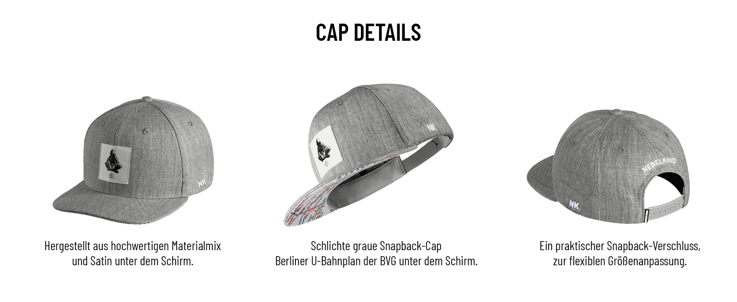 Кепка Nebelkind Snapback Berlin сіра, унісекс, регульована, висока якість, стильна бейсболка