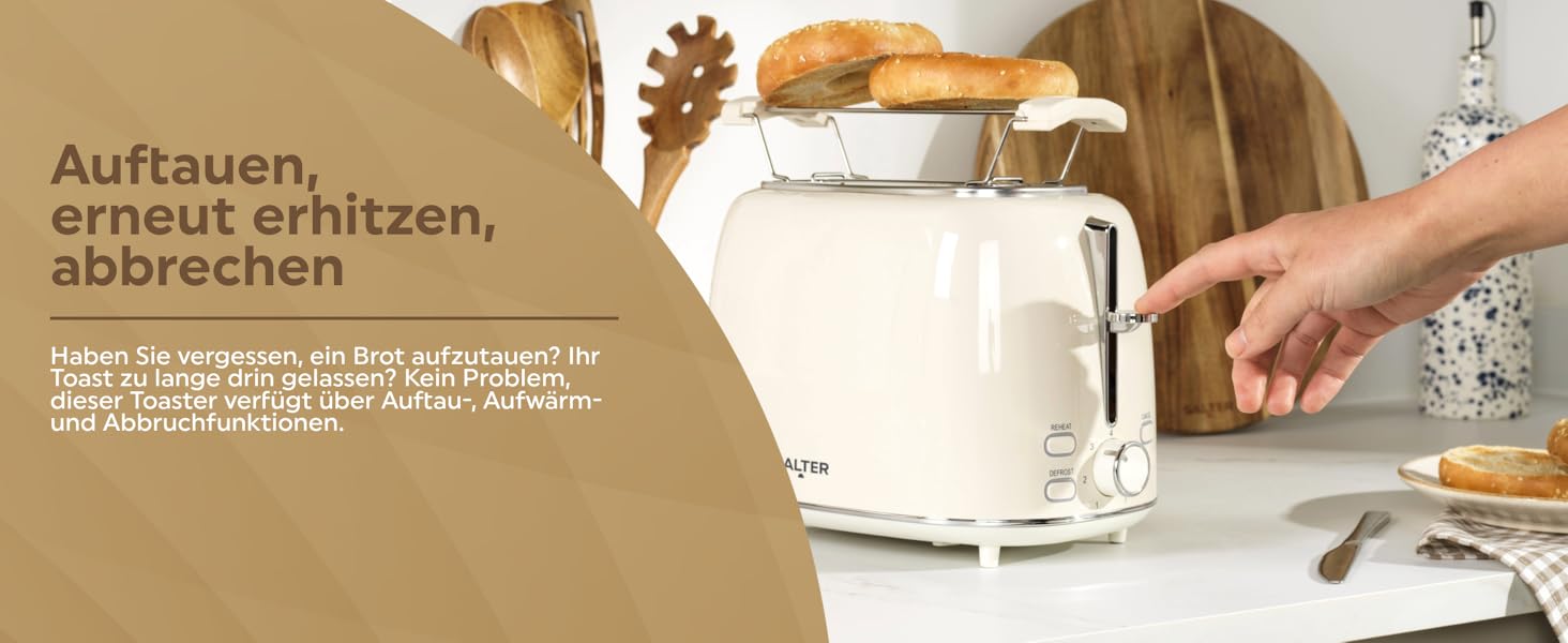 Електричний чайник Salter Retro Cream 1.7L з тостером 2-х секційного, 2.2 Kw, 360° обертання, фільтр від накипу, бездротовий, індикатор рівня води, захист від сухого кипіння та автовимкнення