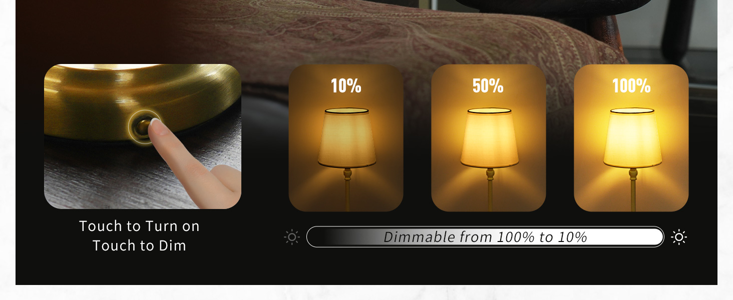 Нічник бездротовий акумуляторний Wiederaufladbare з димером та лампочкою для спальні, вітальні, їдальні - Золотий A-gold