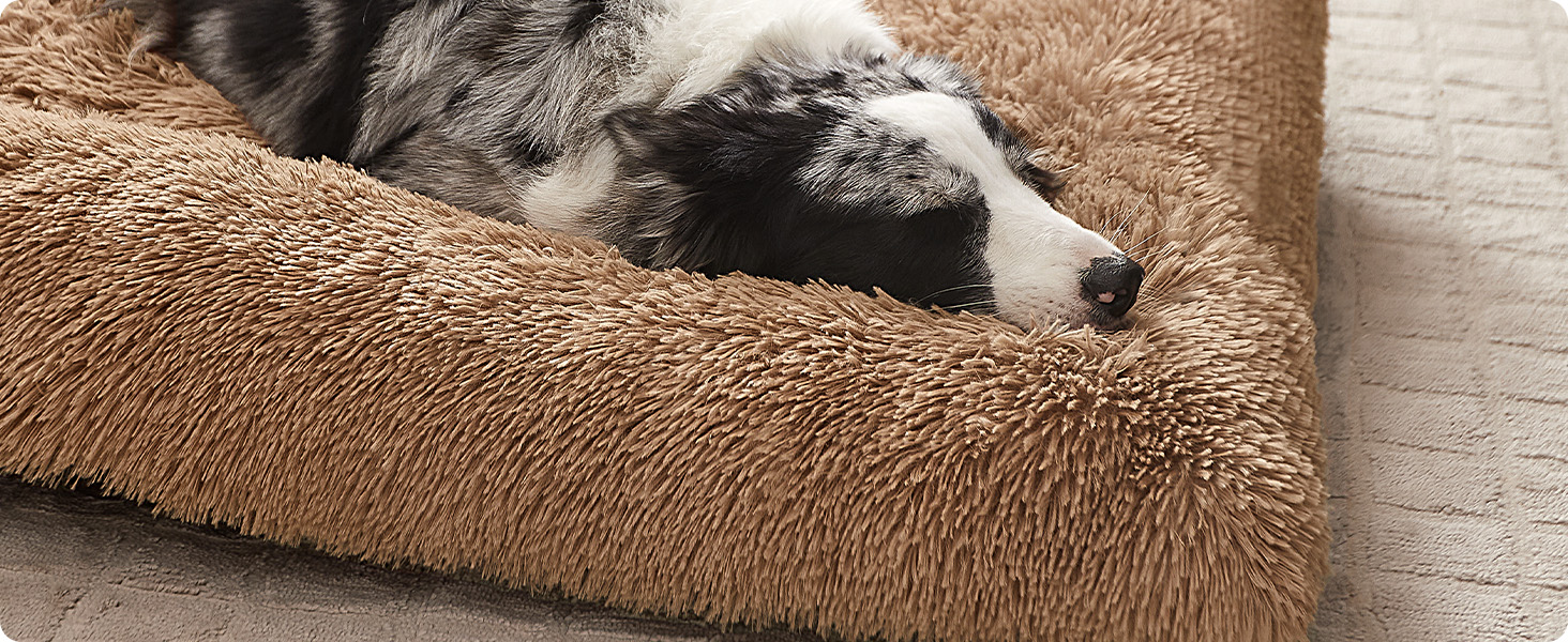 Ліжко для собак Feandrea, м'який килимок для собак, плюшевий килимок, 65 x 45 см, м'яка підкладка, можна прати в пральній машині, багатофункціональне, Ombré Grey PGW200G01 Ombré Grey (122 x 74 x 10 см, верблюжий колір)