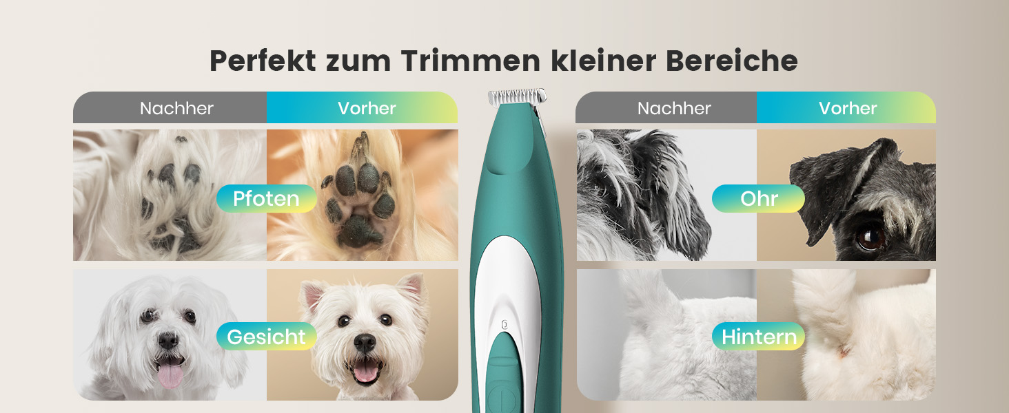 Триммер для собак Oneisall з LED-підсвічуванням: для лап, очей, вух, обличчя. Безшумний, акумуляторний.