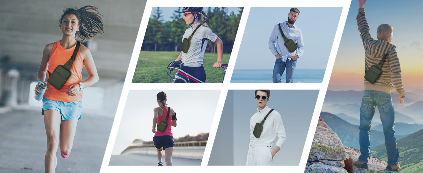 Сумка на груди Broadream: водонепроникна, для чоловіків та жінок, з RFID-блокуванням, для спорту та туризму (A-зелений)