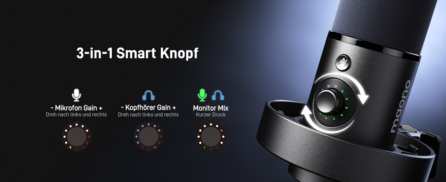 MAONO PD300X: USB-мікрофон для подкастів та запису звуку, XLR, динамічний, шумозаглушення, 192kHz-24Bit