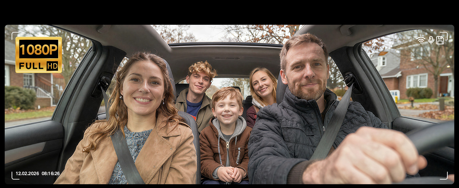 3-канальний автомобільний відеореєстратор 4K (передній, задній, салонний), 170° широкий кут, нічна зйомка, паркування 24/7, G-сенсор, WiFi 5.8 ГГц, SD-карта 64ГБ, чорний