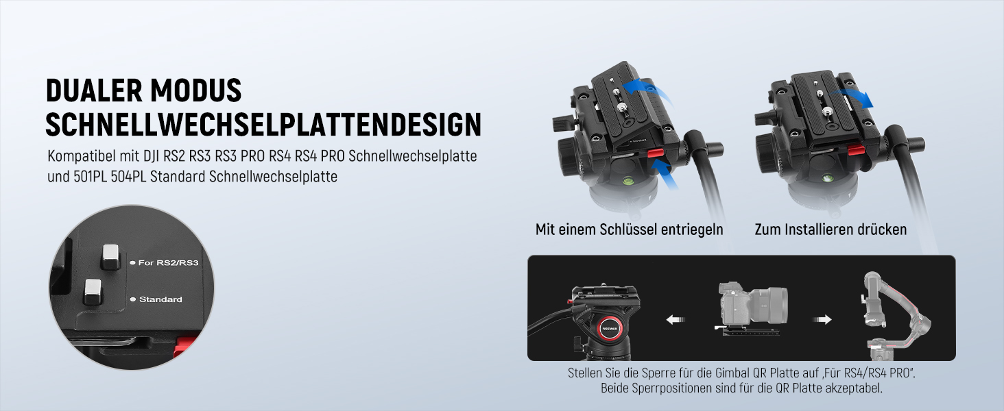 NEEWER Штатив відео професійний 74' з Fluid-головкою, сумісний з DJI RS, для DSLR, вантажопідйомність 8кг (LL27)