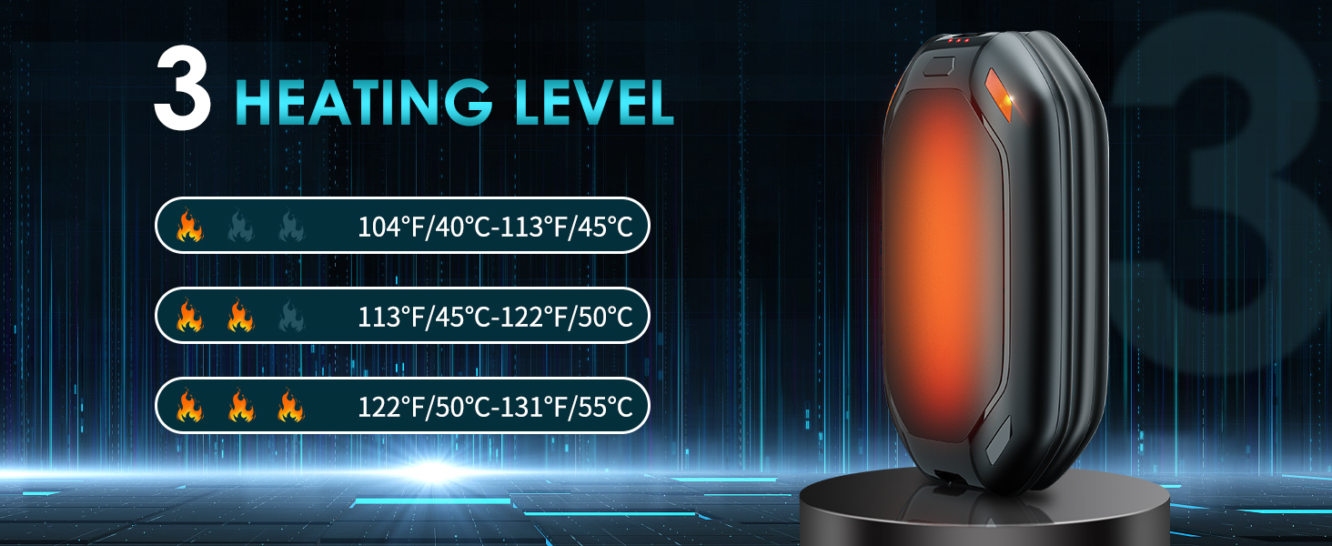 Електричний нагрівач для рук, 2 шт. - перезарядна модель з магнітною фіксацією, ультралегкий та тонкий, 6000 мАг, 3 режими нагріву, для чоловіків та жінок, Outdoor, Гольф, кемпінг, чорний