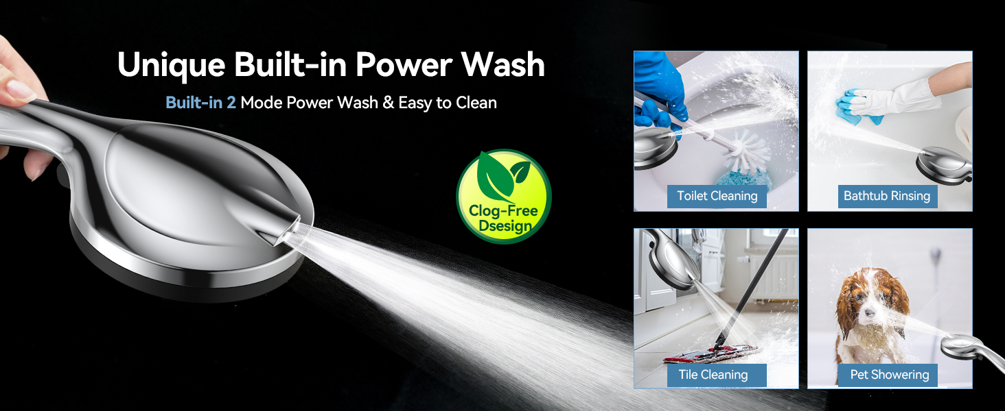 Дюшовий насадок VOXON з 10 режимами струменя, високий тиск, економія води, для миття ванни та плитки, фільтр з обмежувачем потоку