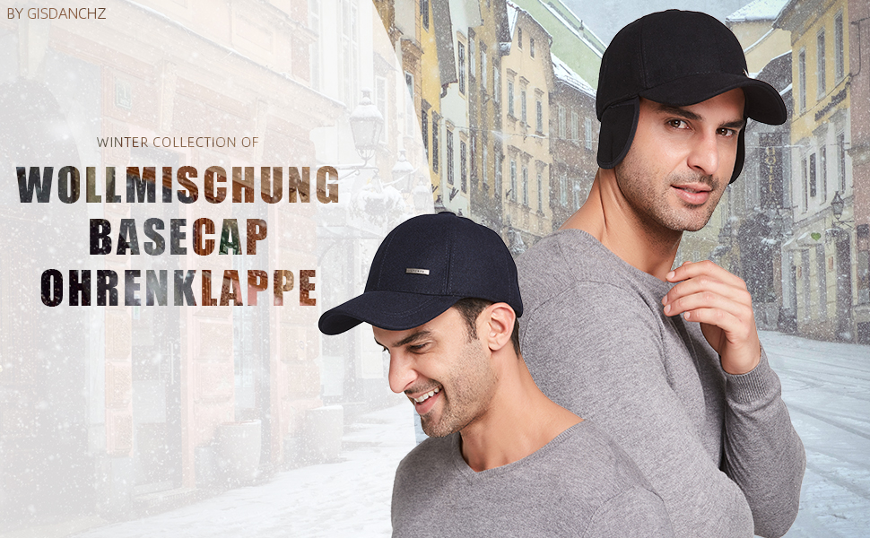 Зимова шапка-кепка Gisdanchz 22-23 з навушниками та металевою застібкою, 56-60 см, чорна