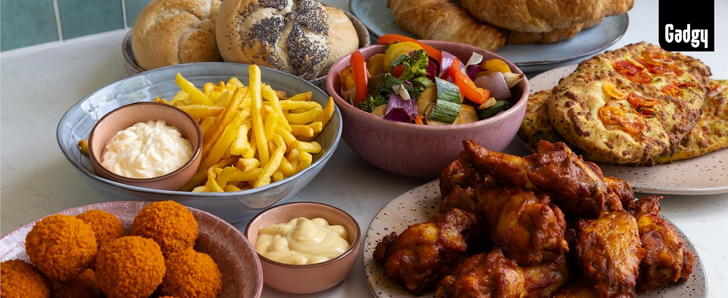 Фритюрниця без олії Gadgy 5L з цифровим дисплеєм та скляним вікном - Airfryer з антипригарним покриттям, 1400W, регулювання температури 80-200°C