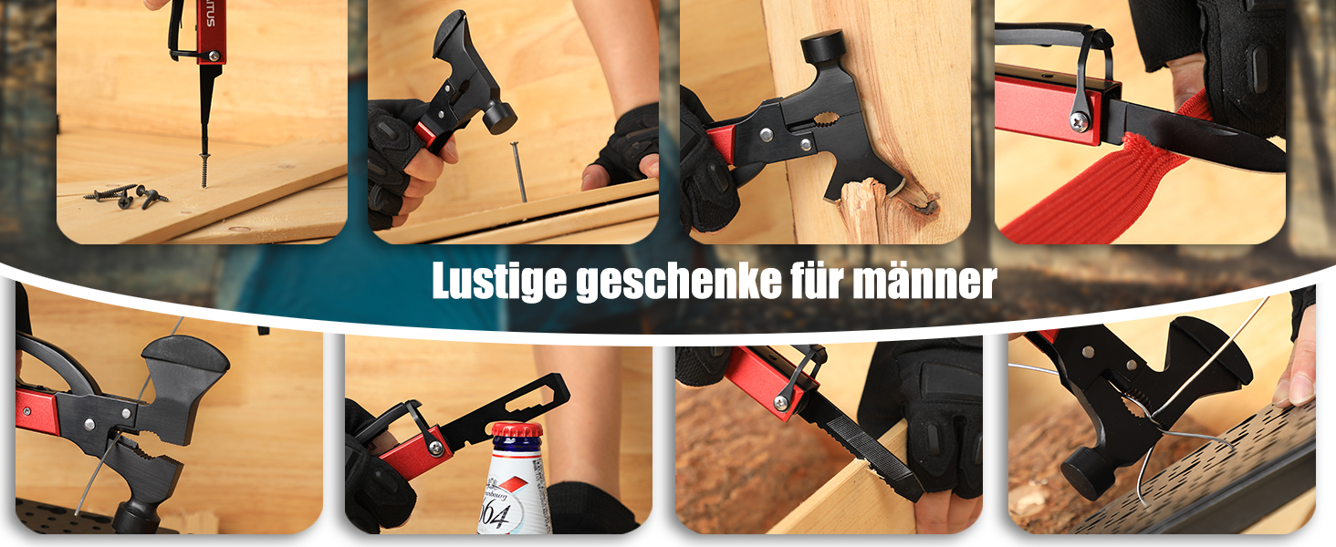 Мультитул 16 в 1 для чоловіків: інструмент для кемпінгу, виживання, подарунок на День батька (червоний)