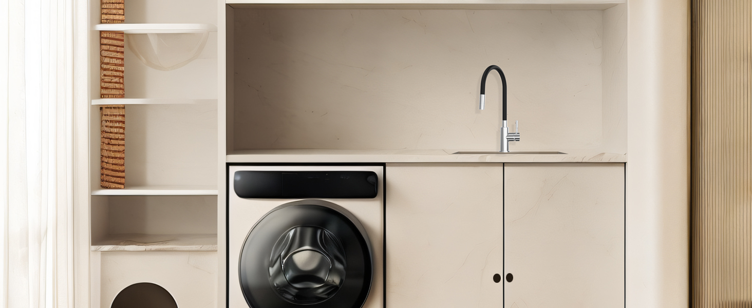 Чорний кухонний змішувач з гнучким виливом, 360° обертання, 2 режими струменя, нержавіюча сталь