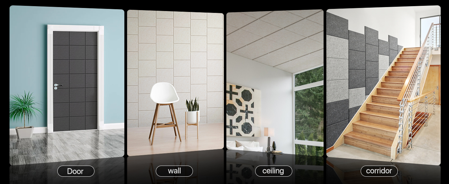 Акустичні панелі для шумоізоляції стін самоклеючі, квадратні звукопоглинаючі плити високої щільності, 30x30x0.9 см, чорні, 12 шт.