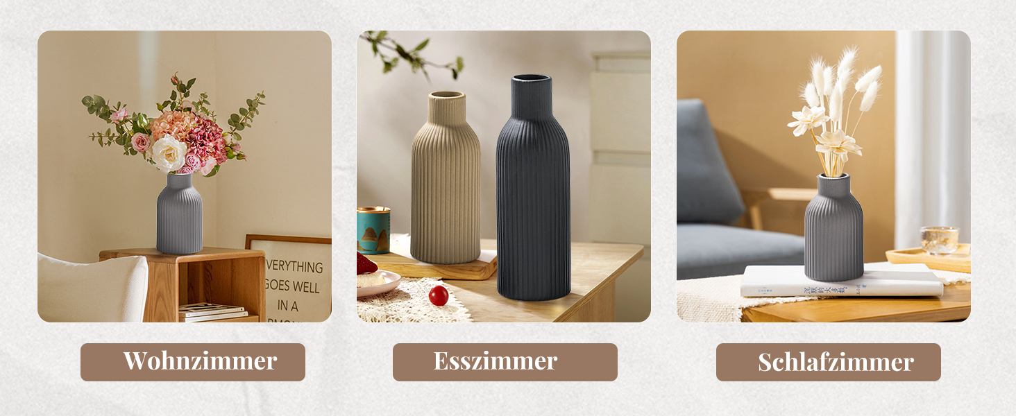 Керамічні вази 3 шт., Сучасний мінімалізм, декор для дому, вази для пампасних трав, вітальня (Хакі/Чорний/Сірий)