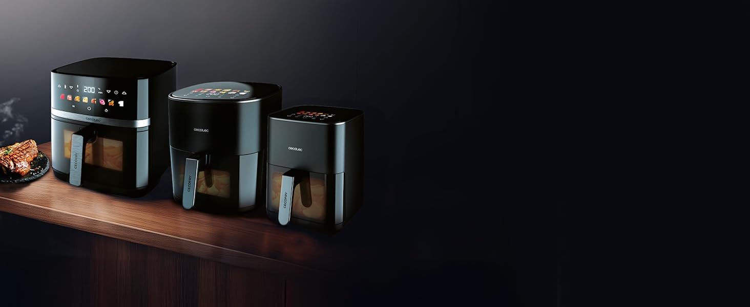 Фритюрниця без олії Cecotec Cecofry Grill Duoheat 8000, 8л, 2200W, з грилем, 8 меню, регулювання температури 80-200°C, цифровий дисплей, вікно