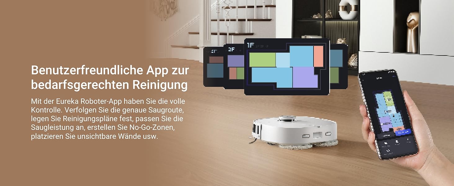 Робот-пилосос Eureka J12 Ultra з функцією миття, самостійне порожнення, прання та сушка, потужність 5000Pa, обертова функція миття, Dual-LiDAR навігація, 3D уникнення перешкод