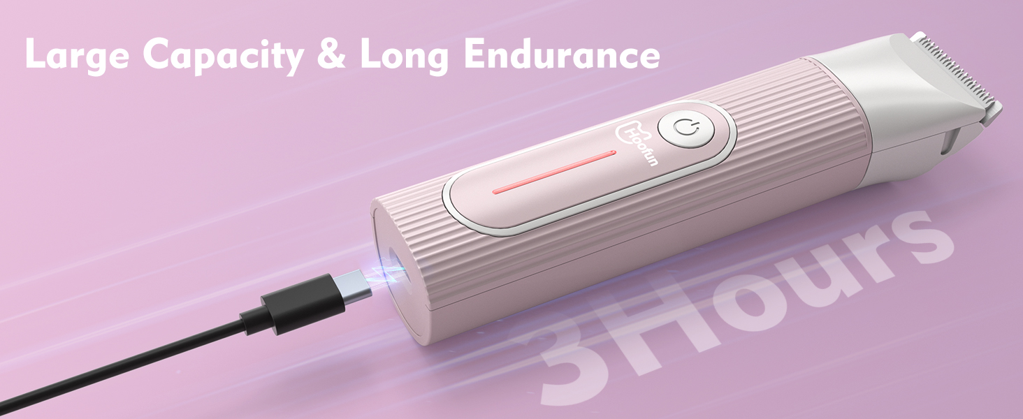 Професійна шерстьрізка для собак та котів Hoofun 4-в-1, IPX7, бездротова, з 4 насадками, для собак, котів, кроликів (біла/рожева)