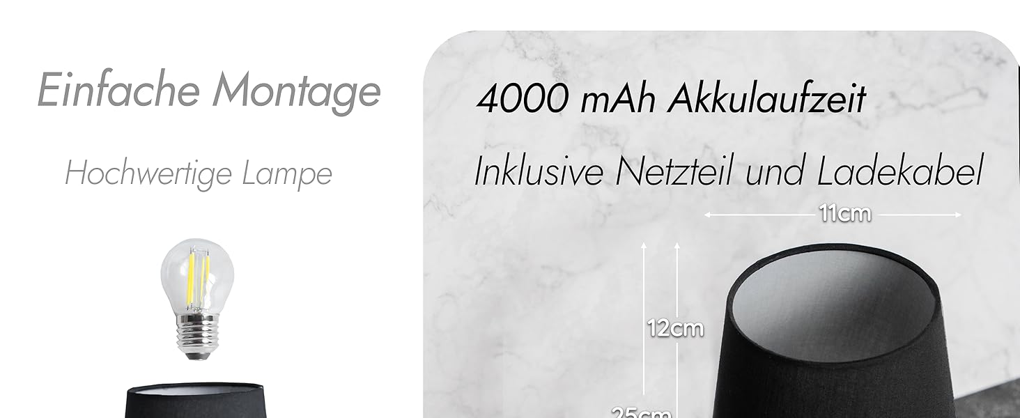 LED-лампа настільна бездротова з акумулятором 4000mAh, тепле світло 2700K, сенсорне керування, з адаптером/кабелем, для спальні, подарунок (золота)