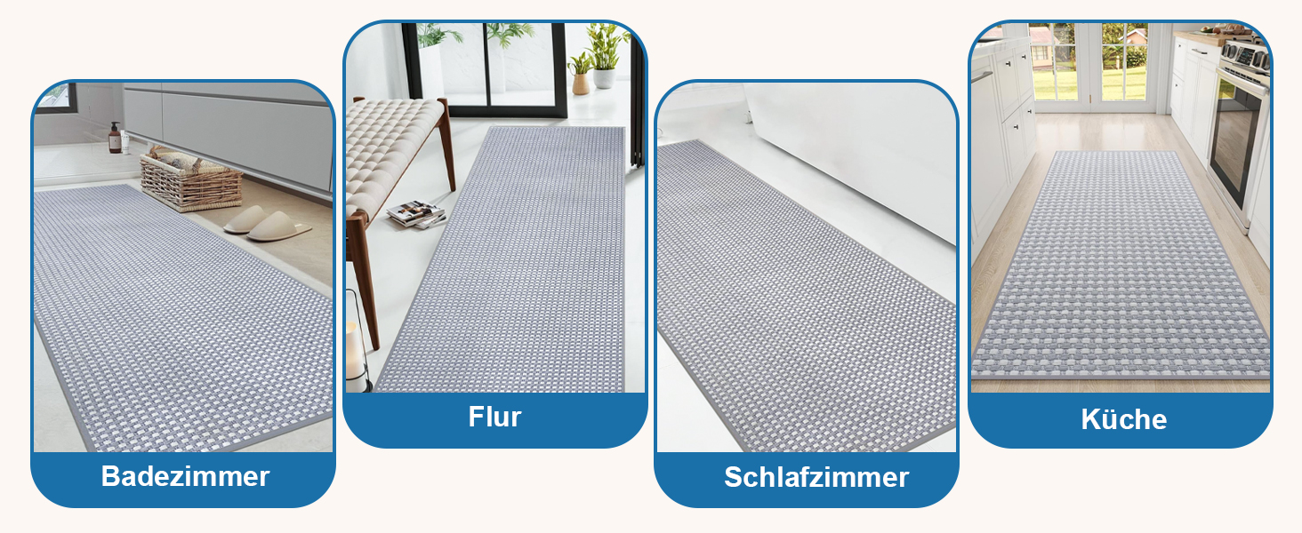 Килимок для ванної кімнати Badteppich Chenille, протиковзкий та вологопоглинаючий, 50x150 см, світло-сірий