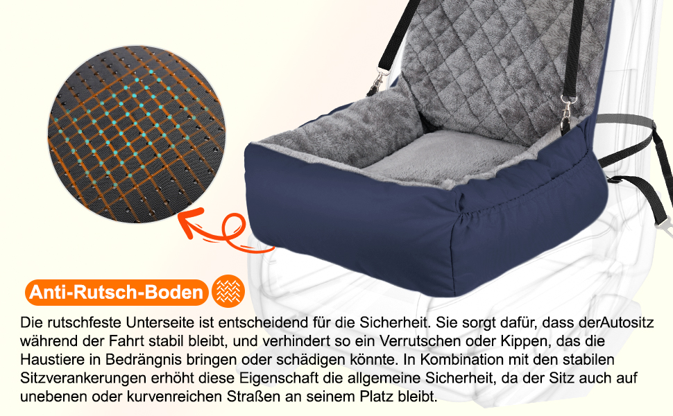 Автокрісло для собак SIVEIS – м'яке ліжко з кишенькою, захист від подряпин, з ременем безпеки