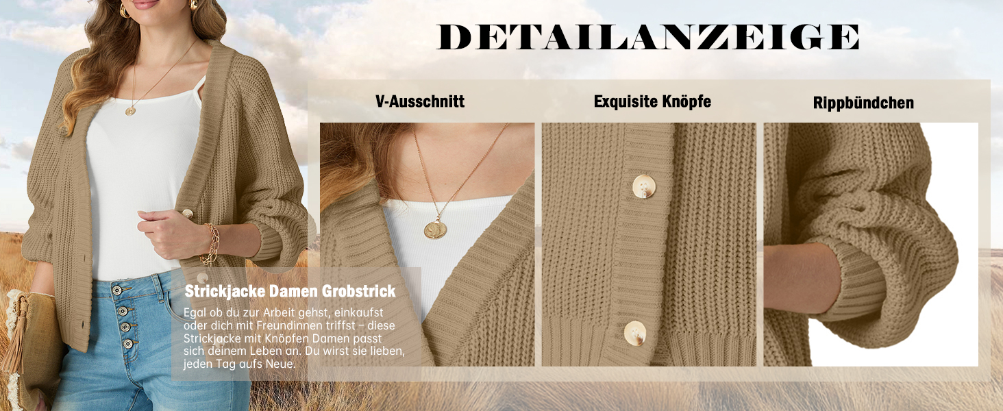 Жіночий в'язаний кардиган GRECEREE з V-подібним вирізом та ґудзиками, з кишенями (червоний, M)