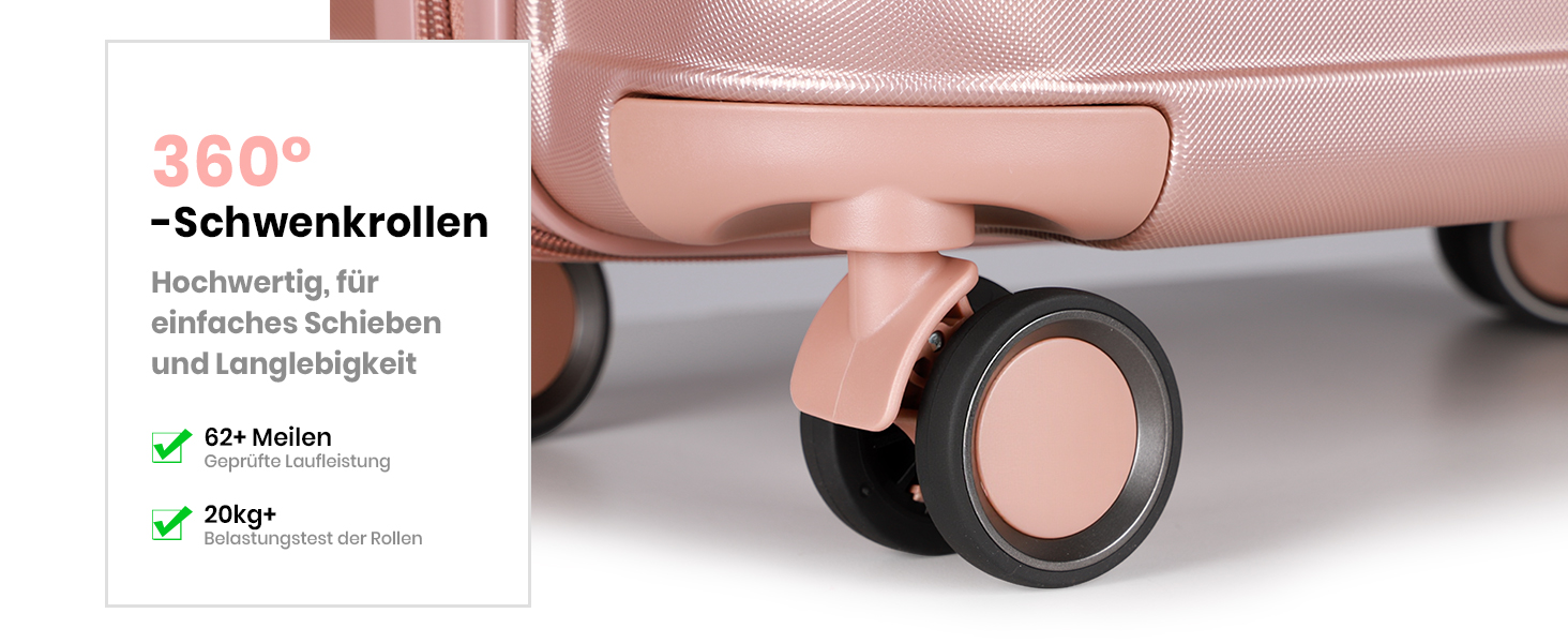 Набір валіз Tavoxda 3 шт. з TSA-замком, розкладний телескопічний ручка, великі валізи, набір для подорожей (1 шт, рожеве золото)