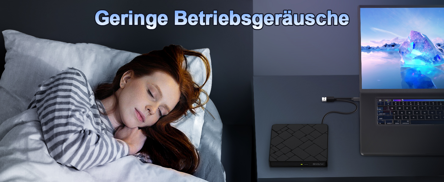 Зовнішній USB 3.0 та USB-C CD/DVD привід-записувач Beizkna, портативний DVD-бренер для ноутбука, ПК, MacBook та iMac, сумісний з Windows 11/10/8/7, Linux та macOS, чорний