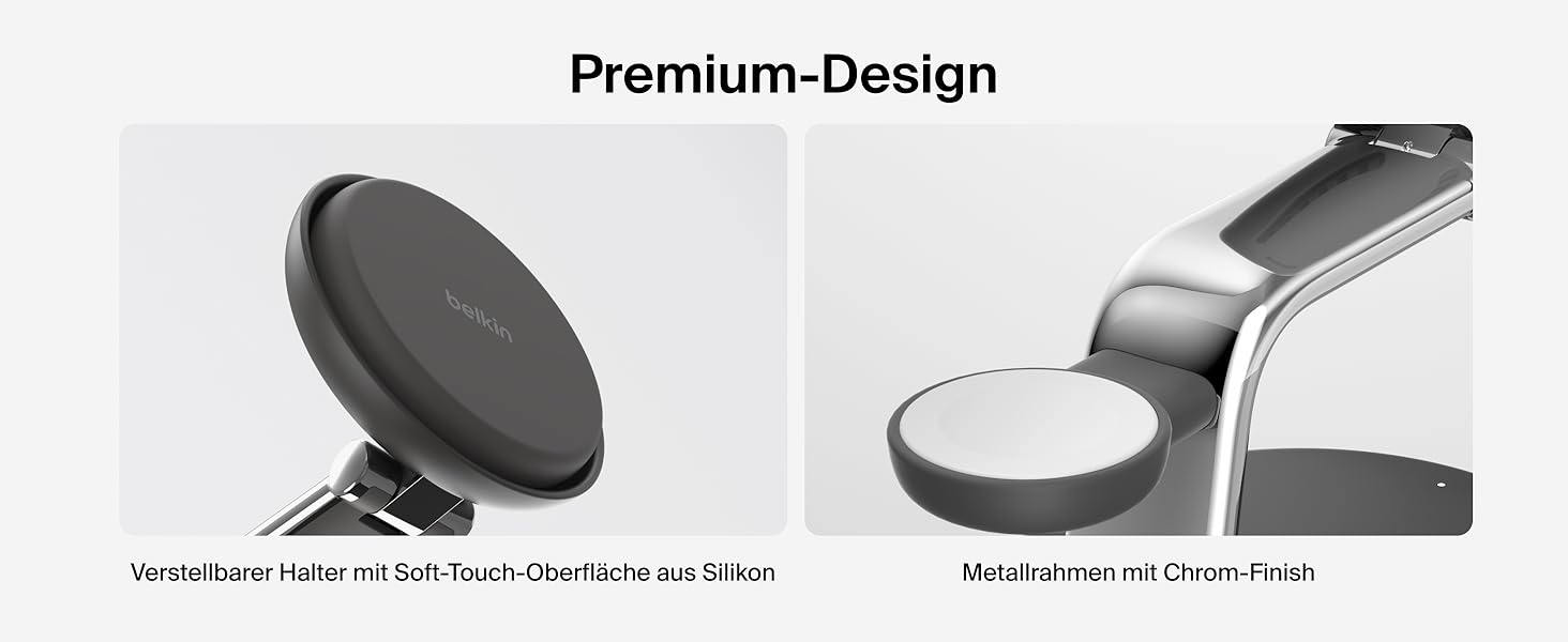 Belkin UltraCharge Pro Qi2.2 Бездротова зарядка 3-в-1 25W MagSafe сумісна для iPhone, Apple Watch, AirPods, Pixel – Чорна