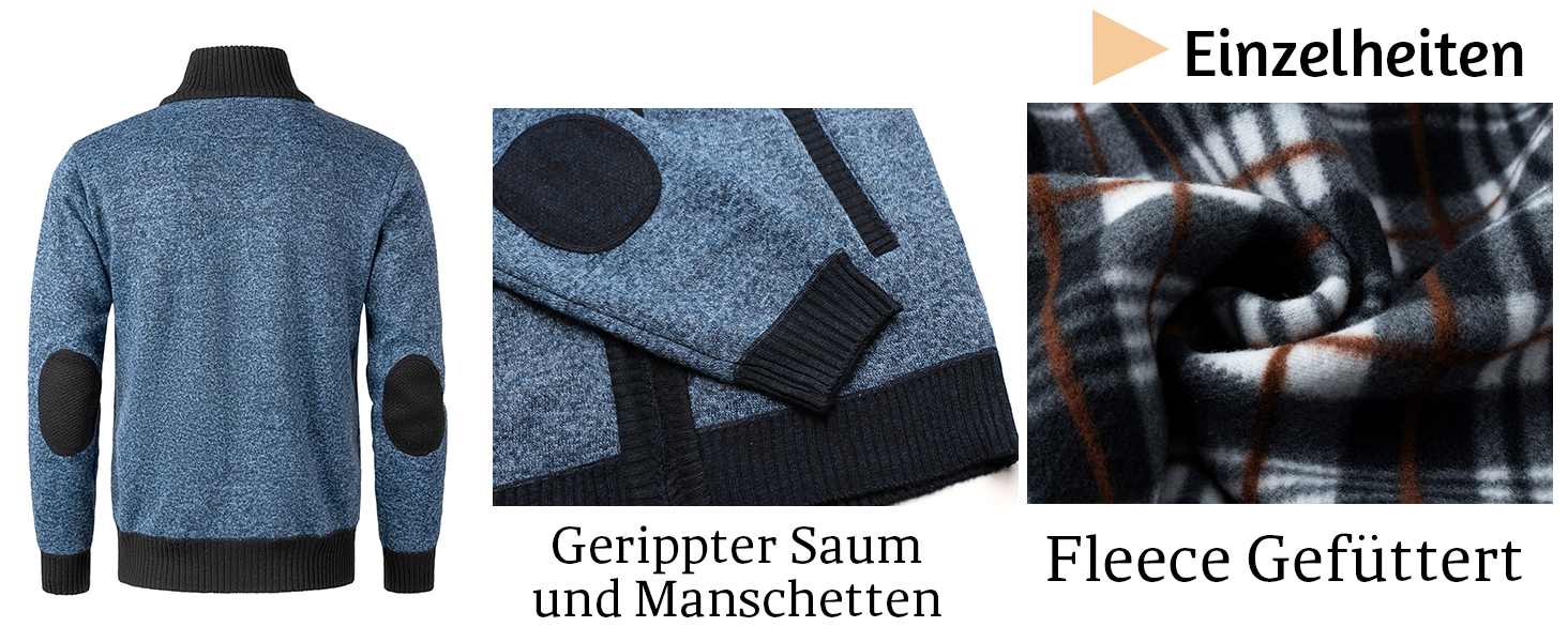 Чоловічий кардиган з флісовою підкладкою: теплий светр-кофта на осінь-зиму | C-dunkelgrau