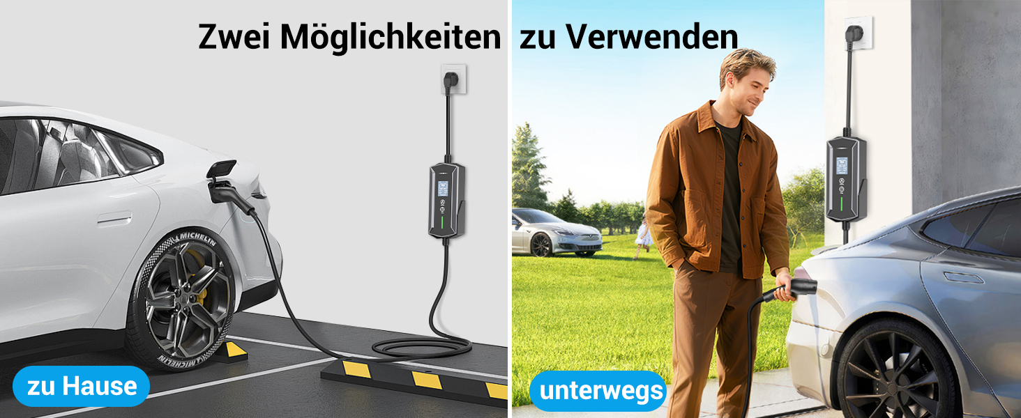 Кабель для зарядки електромобілів Schuko 3,7kW, 7м, 6-16A, 1-фазний, IP65, з LCD-дисплеєм, регульована потужність, таймер, для електромобілів та PHEV