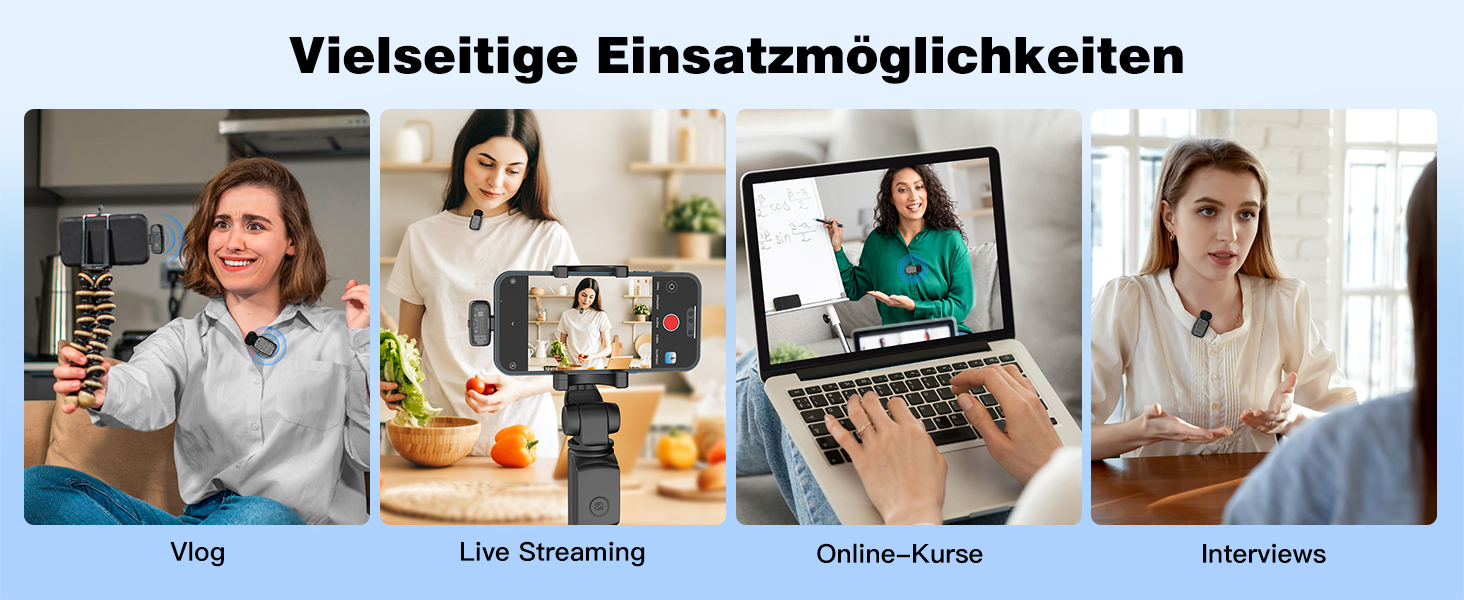 Мікрофон ZealSound M6 бездротовий для iPhone, Android, iPad: USB-C/Lightning, шумозаглушення, 33 години роботи, 100м, для Vlogging, TikTok, Podcast, YouTube, чорний/прозорий