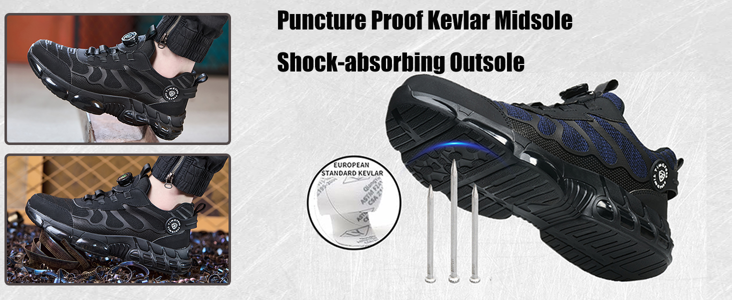 Чоловічі робочі черевики з металевим носком, чорні. Легкі, дихаючі, з поворотним закриттям. Захисні черевики 46 EU