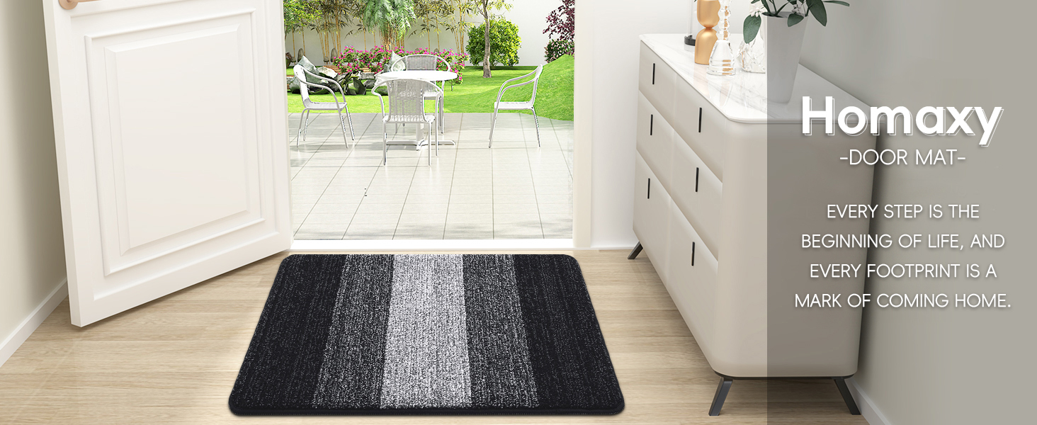 Килимок для дому Homaxy, чорний, 43x76 см, антиковзаюча, для собак, вхідні двері, машинне прання