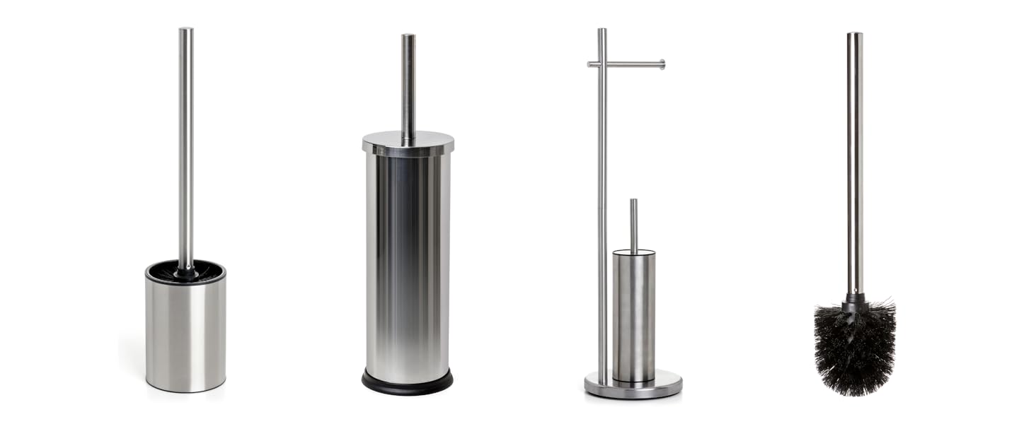 ТАТAY Щітка для унітазу з нержавіючої сталі з тримачем | Сучасний дизайн | Легкість у догляді | 9 x 9 x 37 см | Силіконова щітка