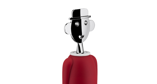 Alessi AAM23 R Corkscrew - Red Chrome-Plated Zamak & Thermoplastic Resin Design Bottle Opener