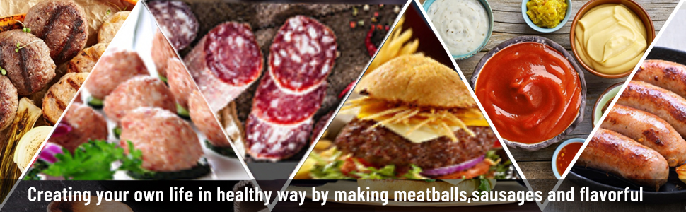 М'ясорубка електрична COOCHEER багатофункціональна 2000 Вт з насадками для ковбас, кеббе, овочів та тіста (Чорна)