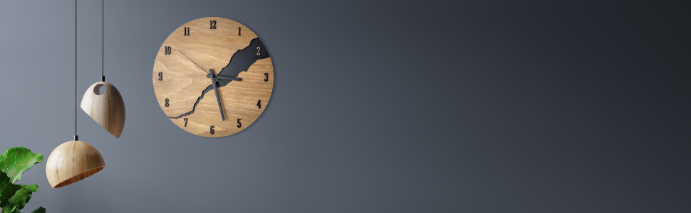 DECORAY Wall Clock in Wood Look, Modern, Silent – No Ticking. Stylish Wall Clock with Quartz Movement for Living Room, Office, Kitchen, Bedroom, or as Decoration. A Modern Eye-Catcher.