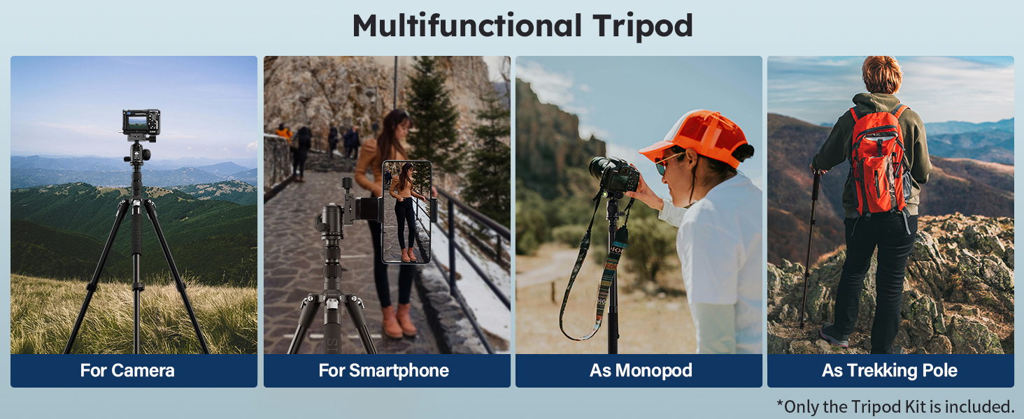 Штатив і монопод SIRUI APT-02 2-в-1 з кульковою головкою 360° | Висота 200 см, вантажопідйомність 10 кг | Для DSLR, смартфонів та екшн-камер | З тримачем для телефону та сумкою