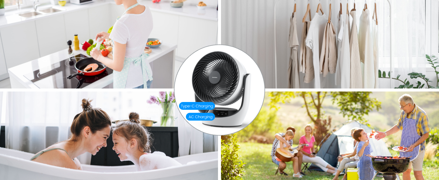 SwitchBot USB вентилятор для столу: тихий, акумуляторний, 4 режими, таймер, сумісний з Alexa/Google/Siri